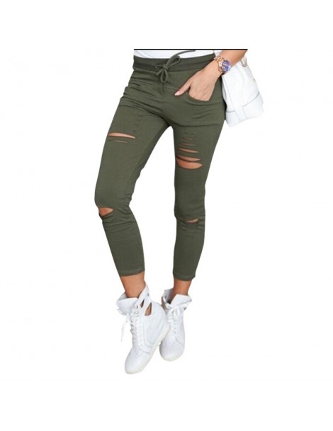 Pants & Capris Hot Women Legging Cropped Pants Drawstring Slim High Waist Stretch Elastic Hole Pencil Trouser Plus Size MSK66...