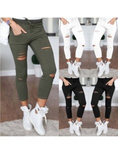 Pants & Capris Hot Women Legging Cropped Pants Drawstring Slim High Waist Stretch Elastic Hole Pencil Trouser Plus Size MSK66...