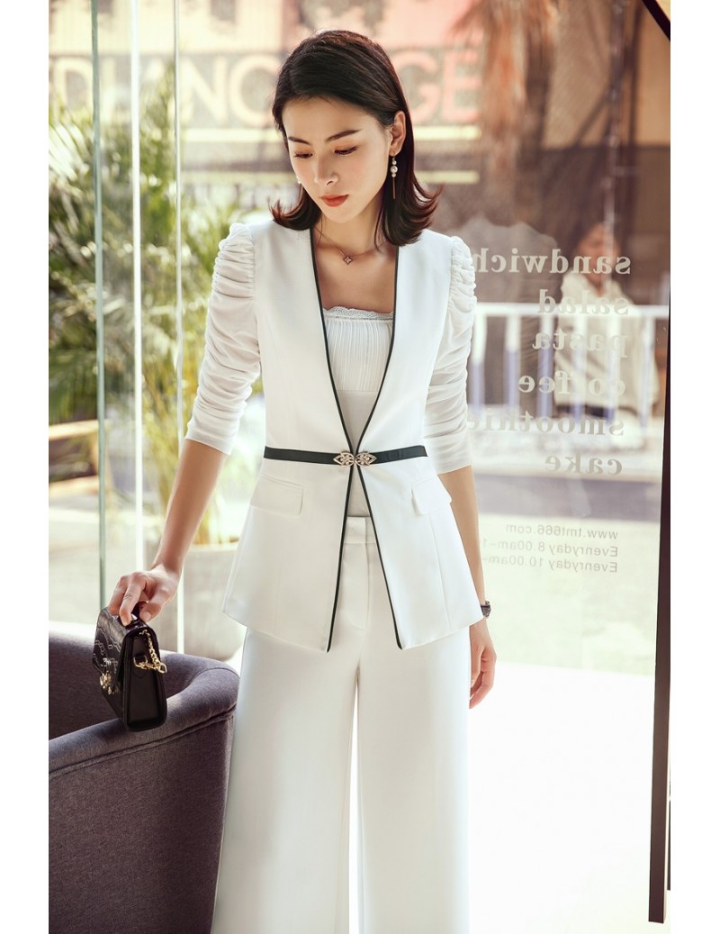 Fashion Office Ladies Black Blazer Women Business Suit with Pant and ...