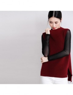 Pullovers wool vest women loose half-high collar knit wool vest pullover ladies sleeveless jumpers - dark gray - 413099738293...