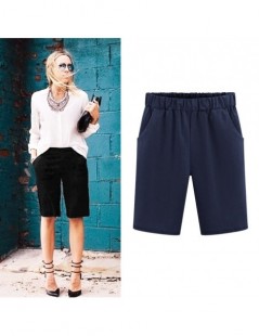 Shorts 2019 Summer large size women shorts Loose Cotton Solid Color casual shorts Female plus size 6XL short pants - Blue - 4...