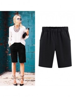 Shorts 2019 Summer large size women shorts Loose Cotton Solid Color casual shorts Female plus size 6XL short pants - Blue - 4...