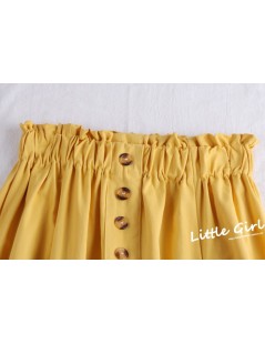 Skirts Midi Knee Length Cotton Summer Skirt Women 2019 Fashion Button Pocket A-line High Waist Sun School Skirt Female - ligh...