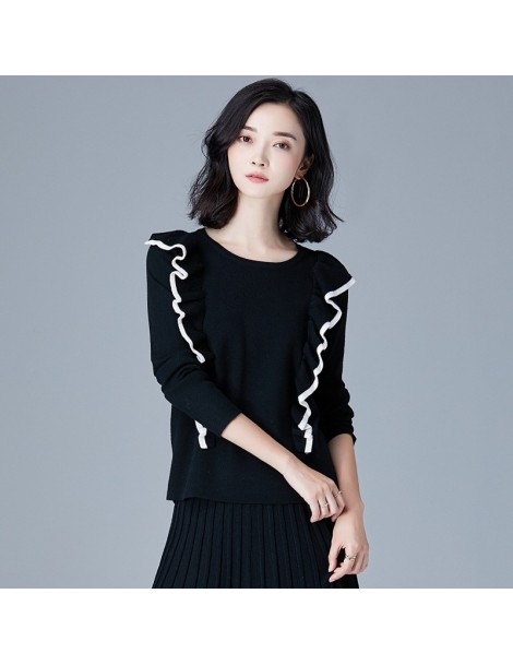 Pullovers Knitted Pullovers Women Top 2018 New Autumn O Neck Long Sleeve Ruched Pullover Pull Femme Jumper Knitwear Woman Swe...