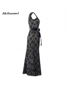 Dresses Vintage Summer Women Backless Sleeveless Long Maxi Dress Sexy O Neck Ladies Mermaid Lace Slim Belt Evening Party Dres...