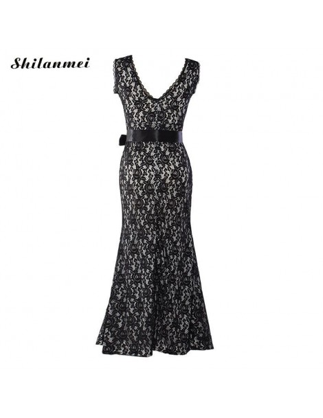 Dresses Vintage Summer Women Backless Sleeveless Long Maxi Dress Sexy O Neck Ladies Mermaid Lace Slim Belt Evening Party Dres...