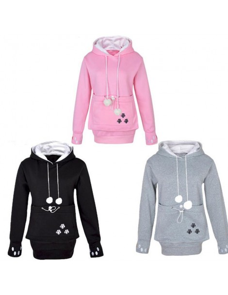 Hoodies & Sweatshirts Droppshiping Women Dog Cat Hoodies Sweatshirt With Cuddle Pouch Casual Kangaroo Pullover Tops dg88 - Bl...