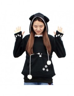 Hoodies & Sweatshirts Droppshiping Women Dog Cat Hoodies Sweatshirt With Cuddle Pouch Casual Kangaroo Pullover Tops dg88 - Bl...