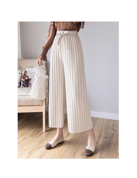 Pants & Capris Spring summer 2019 New Women's Pants Pleated wide leg Pants Vintage Loose ninth pants Casual High Waist Long T...