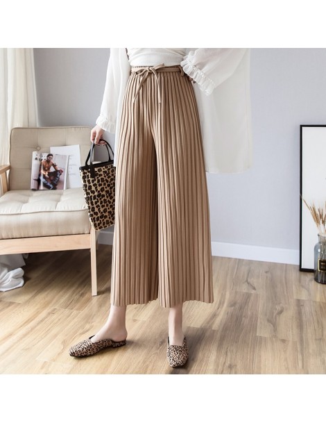 Pants & Capris Spring summer 2019 New Women's Pants Pleated wide leg Pants Vintage Loose ninth pants Casual High Waist Long T...