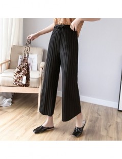 Pants & Capris Spring summer 2019 New Women's Pants Pleated wide leg Pants Vintage Loose ninth pants Casual High Waist Long T...