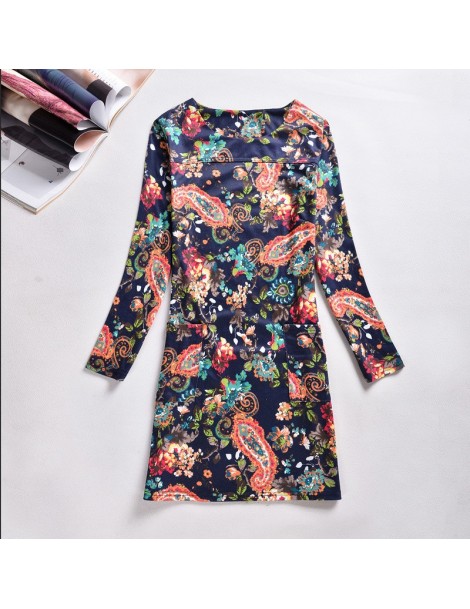 Dresses Plus Size Women Clothing Spring Fall Fashion Flower Print Women Dress Ladies Long Sleeve Casual Spring Dresses Vestid...