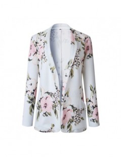 Blazers Elegant Blazer Feminino Women Floral Long Sleeve Blazer Notched Collar Coat Female Outerwear z0521 - Beige - 4F413408...