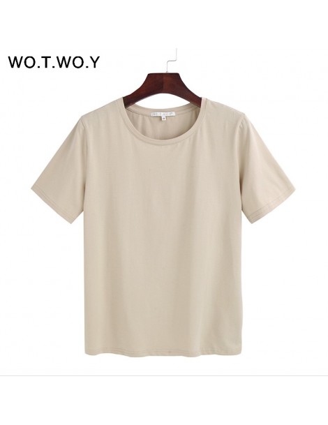 T-Shirts 2018 Summer Cotton T Shirt Women Loose Style Solid Tee Shirt Female Short Sleeve Top Tees O-Neck T-shirt Women - 503...