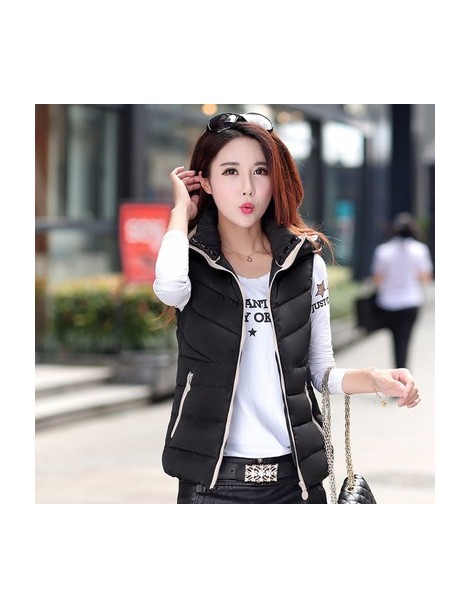 Parkas Women Winter Coats New 2018 Autumn Winter Sleeveless Hooded Slim Black Padded Jacket Female Plus Size Parka Short Femi...