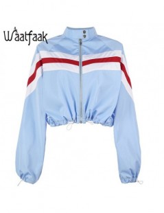 Jackets Short Cropped jacket Women Long Sleeve Blue Bomber jacket Windbreaker Patchwork Drawstring Loose Fashion Autumn Coat ...