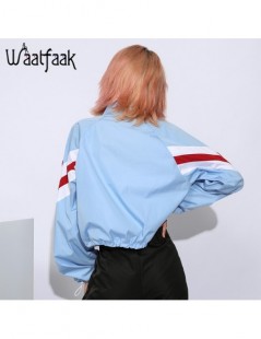 Jackets Short Cropped jacket Women Long Sleeve Blue Bomber jacket Windbreaker Patchwork Drawstring Loose Fashion Autumn Coat ...