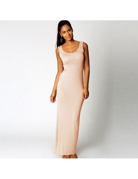 Dresses High Stretch Tank Robe Spring Summer 2019 Elegant Women Sexy Dress O-neck Sleeveless Slim Maxi Dress Thin Long Dress ...