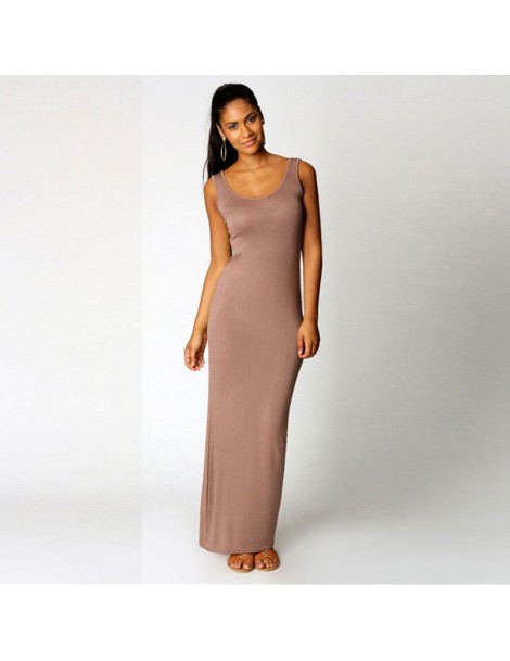 Dresses High Stretch Tank Robe Spring Summer 2019 Elegant Women Sexy Dress O-neck Sleeveless Slim Maxi Dress Thin Long Dress ...