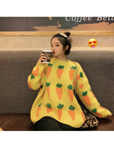 Pullovers Women's Clothing Cute Kawaii Thick Loose Carrot Embroidery Sweater Lady Harajuku Ulzzang Sweaters For Women Ulzzang...