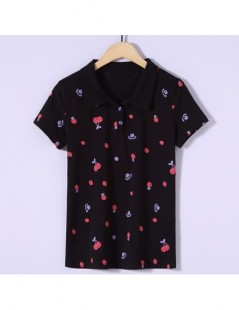 Polo Shirts 2018 Summer New Women Short Sleeve Polo Shirts Butterfly Lapel 2 Buttons Fruit Pattern - Pink - 4C3987105917-3 $2...