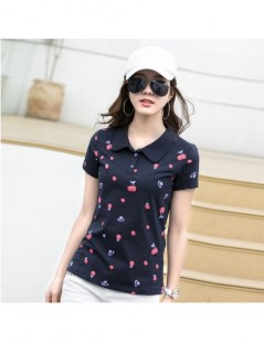 Polo Shirts 2018 Summer New Women Short Sleeve Polo Shirts Butterfly Lapel 2 Buttons Fruit Pattern - Pink - 4C3987105917-3 $2...