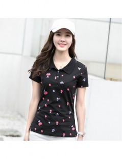 Polo Shirts 2018 Summer New Women Short Sleeve Polo Shirts Butterfly Lapel 2 Buttons Fruit Pattern - Pink - 4C3987105917-3 $2...