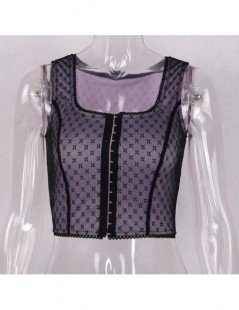 Tank Tops Sexy Mesh Polka Dot print breasted Slash Neck crop top 2019 Summer Women Sleeveless Camisole Top Female Streetwear ...