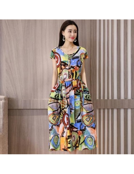 Dresses Plus Size 2019 Summer New Short-sleeved Print Vintage Dress Loose Long Dress XL-6XL Women Dress RE2336 - 9 - 42300440...