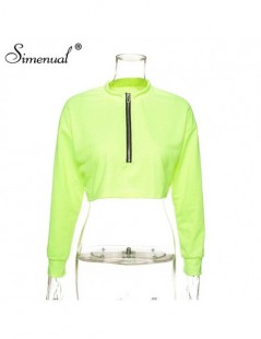 Hoodies & Sweatshirts Neon Color Zipper Women's Sweatshirt Long Sleeve Streetwear Cropped Sweatshirt Casual Basic Solid Fashi...