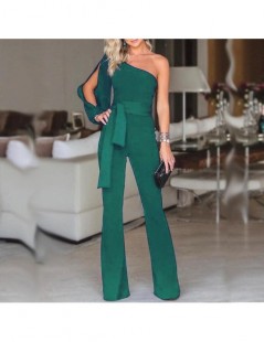 Jumpsuits Sexy Womens One Shoulder Bodycon Long Clubwear Party Jumpsuit Romper Playsuit - Green - 404112177814-3 $12.05