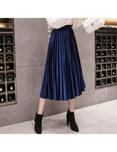 2019 Autumn Winter Velvet Skirt High Waisted Skinny Large Swing Long ...