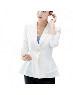 Blazers Women Solid Blazers Cardigan Coat Long Sleeve Business Top Button Lapel Long Sleeve Suit Blouse Loose Coat - White - ...