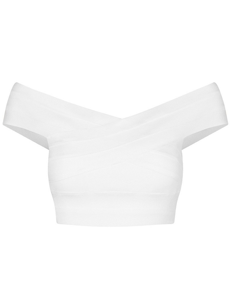 2018 New Sexy Lady V Neck Off The Shoulder Bandage Crop Top Short Solid Summer Women Party 