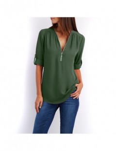 Blouses & Shirts Summer Women Cool Loose Shirt Deep V Neck Chiffon Blouse Casual Ladies Tops Sexy Zipper Pullover Plus Size L...