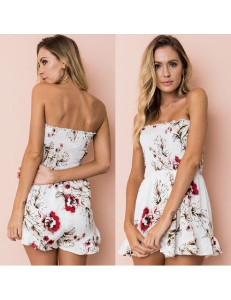 Rompers Summer Womens BOHO Sundress Romper Tops Ladies Floral Off Shoulder Bodycon Jumpsuit Playsuit Beach Holiday Short Trou...