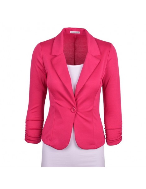 Blazers Women Street Blazer Jackets Coat Slim Fit Casaco Blazer Casual Coats Single Button Candy Color OL Blazers Small suit ...