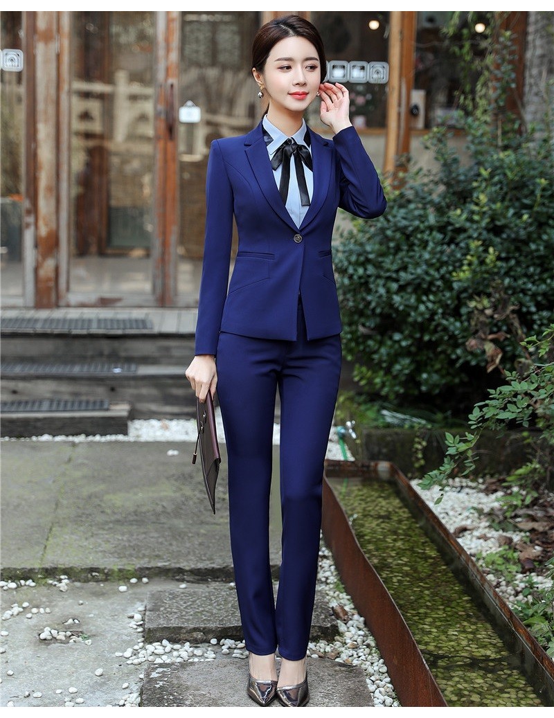 Formal Black Blazer Women Business Suits with Pant and Jacket Set ...