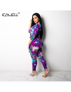 Jumpsuits 2018 New Sexy Women Autumn Purple Jumpsuits Deep V Neck Floral Print Long Sleeve Party Romper Playsuit Skinny Jumps...