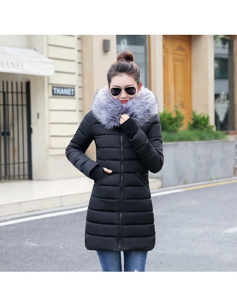 Parkas Promotion price!2019 Winter Coat Women Fake Raccoon Fur Collar Woman Parka Outerwear Warm Down jacket Winter Jacket Fe...