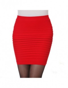 Black Red Yellow Women Pencil Skirt Fashion Pleated Skirt High Waist ...