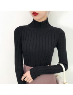 Pullovers 2019 White turtleneck sweater and semi small fresh female short thick slim tight long sleeved all-match knitted shi...