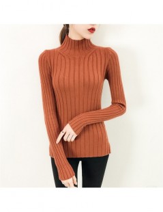 Pullovers 2019 White turtleneck sweater and semi small fresh female short thick slim tight long sleeved all-match knitted shi...