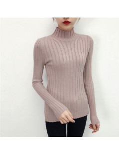 Pullovers 2019 White turtleneck sweater and semi small fresh female short thick slim tight long sleeved all-match knitted shi...