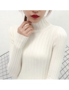 Pullovers 2019 White turtleneck sweater and semi small fresh female short thick slim tight long sleeved all-match knitted shi...