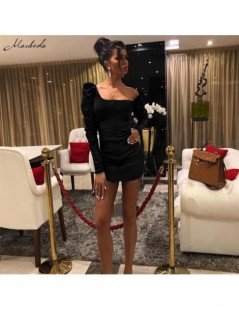 Dresses Sexy Off Shoulder Solid Dress Women Square Collar Long Sleeve Slim Dress Female High Waist Mini Short Dress 2019 New ...