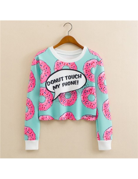 Hoodies & Sweatshirts MITTELMEER New Harajuku printed Sweatshirt o-neck crop top Cartoon unicorn printing short Sweatshirt Ho...