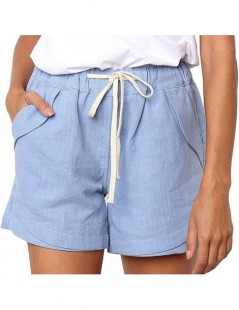 Shorts 2019 Summer New Women's Shorts Beach hot sale Europe Style Drawstring Elastic Waist Cotton Casual shorts women SP398 -...