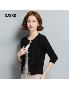 Cardigans 2018 spring and autumn new cashmere cardigan fashion solid color round neck single breasted short womens cardigan -...