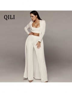 Jumpsuits 2019 Autumn Women Long Sleeve Jumpsuits 3 piece Set Female Robe+Short Top+Wide Leg Long Pants Belted Set Solid Jump...